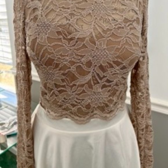 Two piece City Studio party skirt and glittery taupe top size 11 - Picture 3 of 5